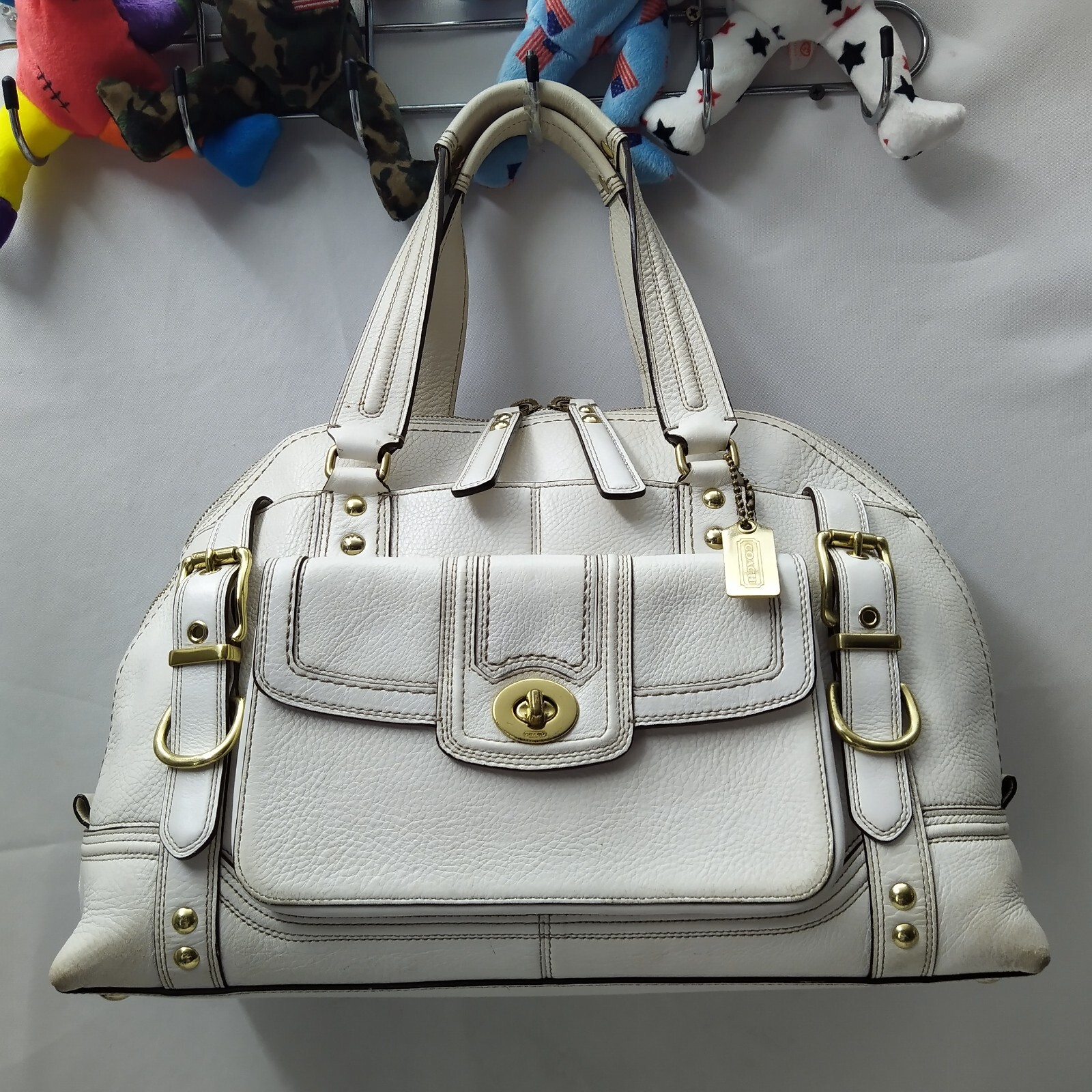 バッグ Coach Hamptons Satchel Handbag Purse COACH WOMEN BAG HAMPTON CHALK CREAM LEATHER SATCHEL HANDBAG