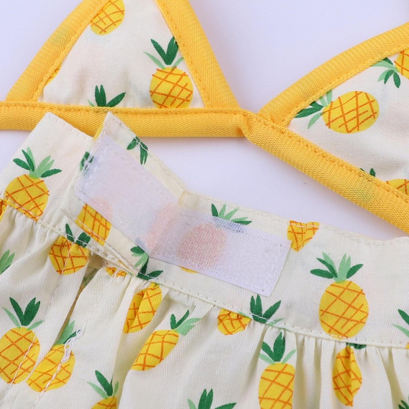 Dog Bikini Dress Pineapple Print Dog Bikini Outfit Pet Bath Suit Dog Swimwear