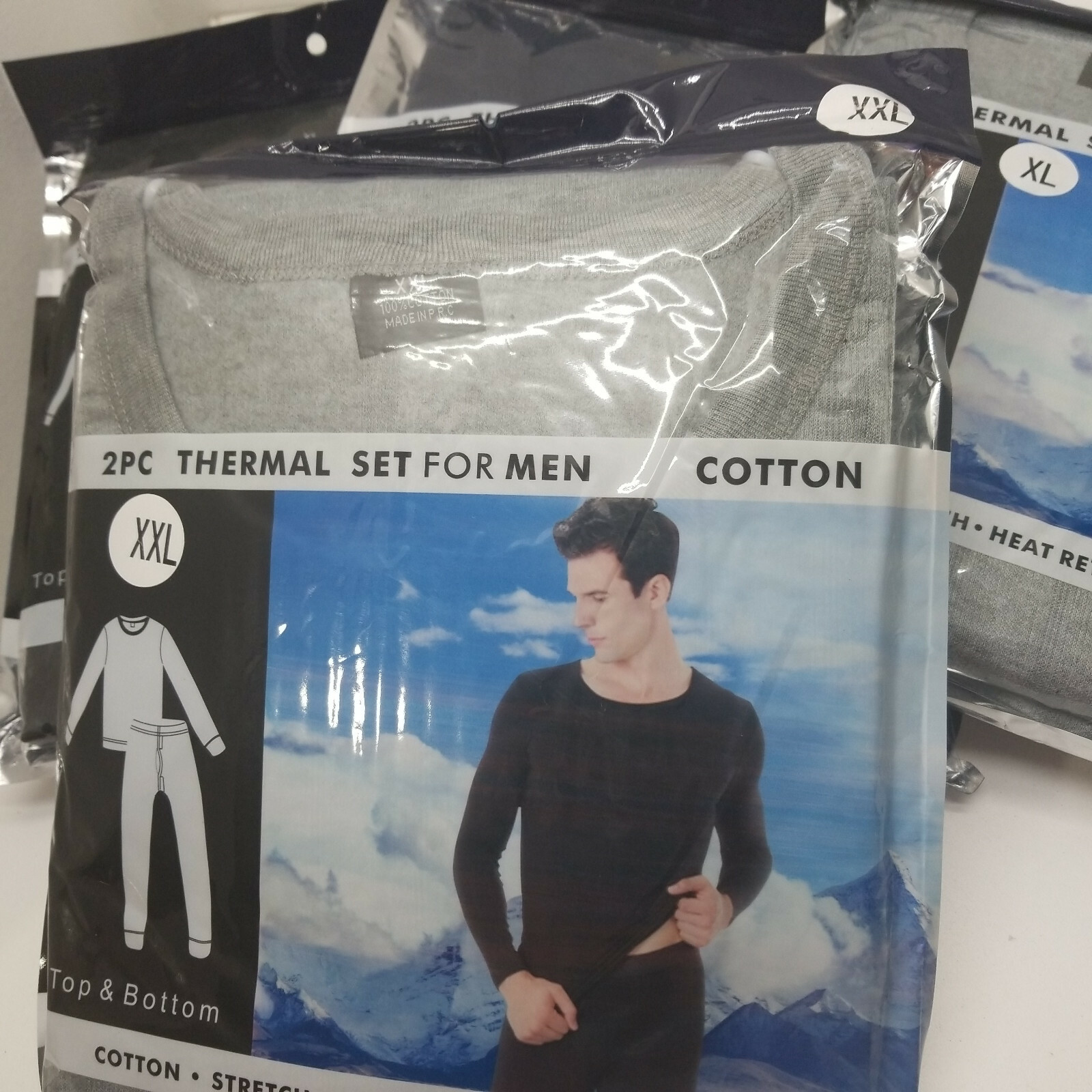 Mens 2pc Underwear Thermal Set 100% Cotton Long Johns Top Bottom Winter Warm