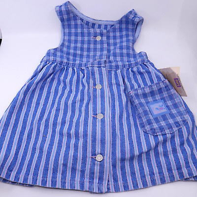 Lee Girls Vintage Sleeveless Jumper Dress Blue Stripes 4T NWT plaid