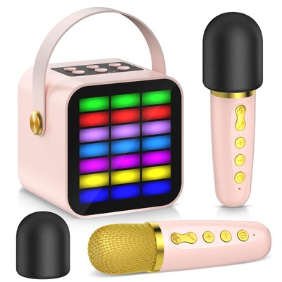 Mini Karaoke Machine for Kids Girls Portable Bluetooth Speaker with 2
