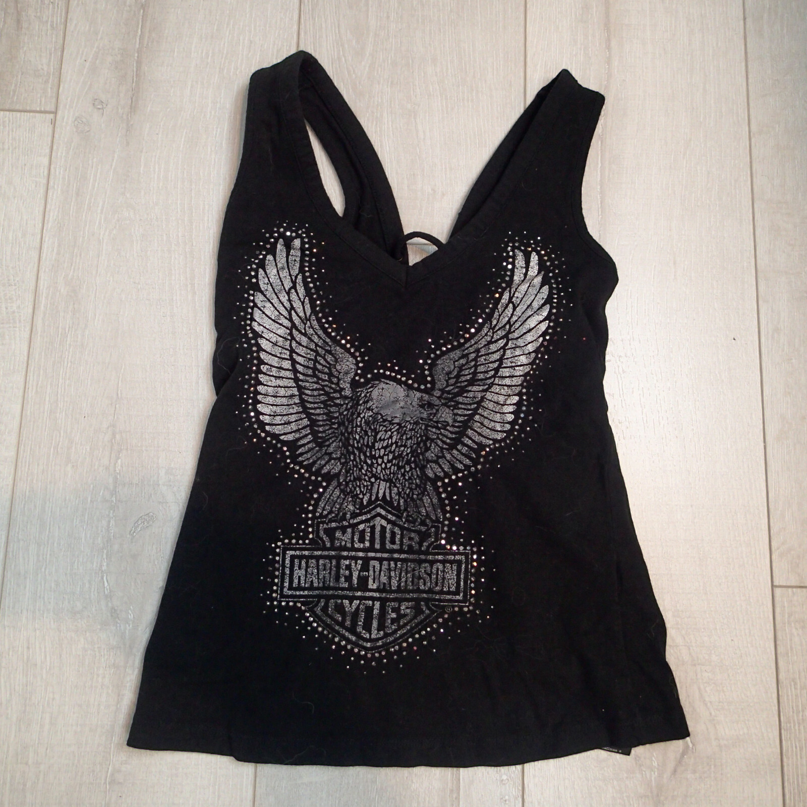 Womens Harley Davidson tank top sz s tie back Eagle wings
