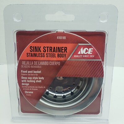 ACE  Sink Strainer Stainless Steel Body Deep Cup Style Body  #4165189