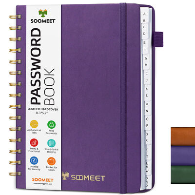 8.3''x 6'' Password Book with Alphabetical Tabs Hardcover Password Keeper A5 Size
