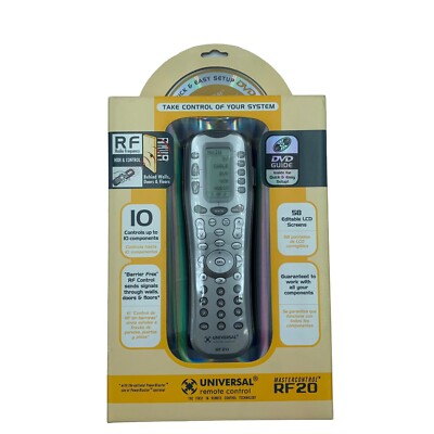 MasterControl RF20 Universal Remote Control w/ Owners Manual & Easy Setup DVD