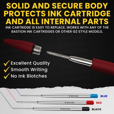 BASTION BOLT ACTION ALUMINUM RED PEN Metal Color Lightweight Tactical Pens NEW