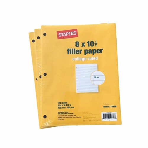 3 Packs Of Staples College Ruled Loose Leaf Filler Paper 3