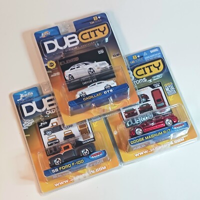 3 Jada 2003/05 DUB CITY Cadillac GTS Dodge Magnum R/T '56 Ford F-100 Sealed 