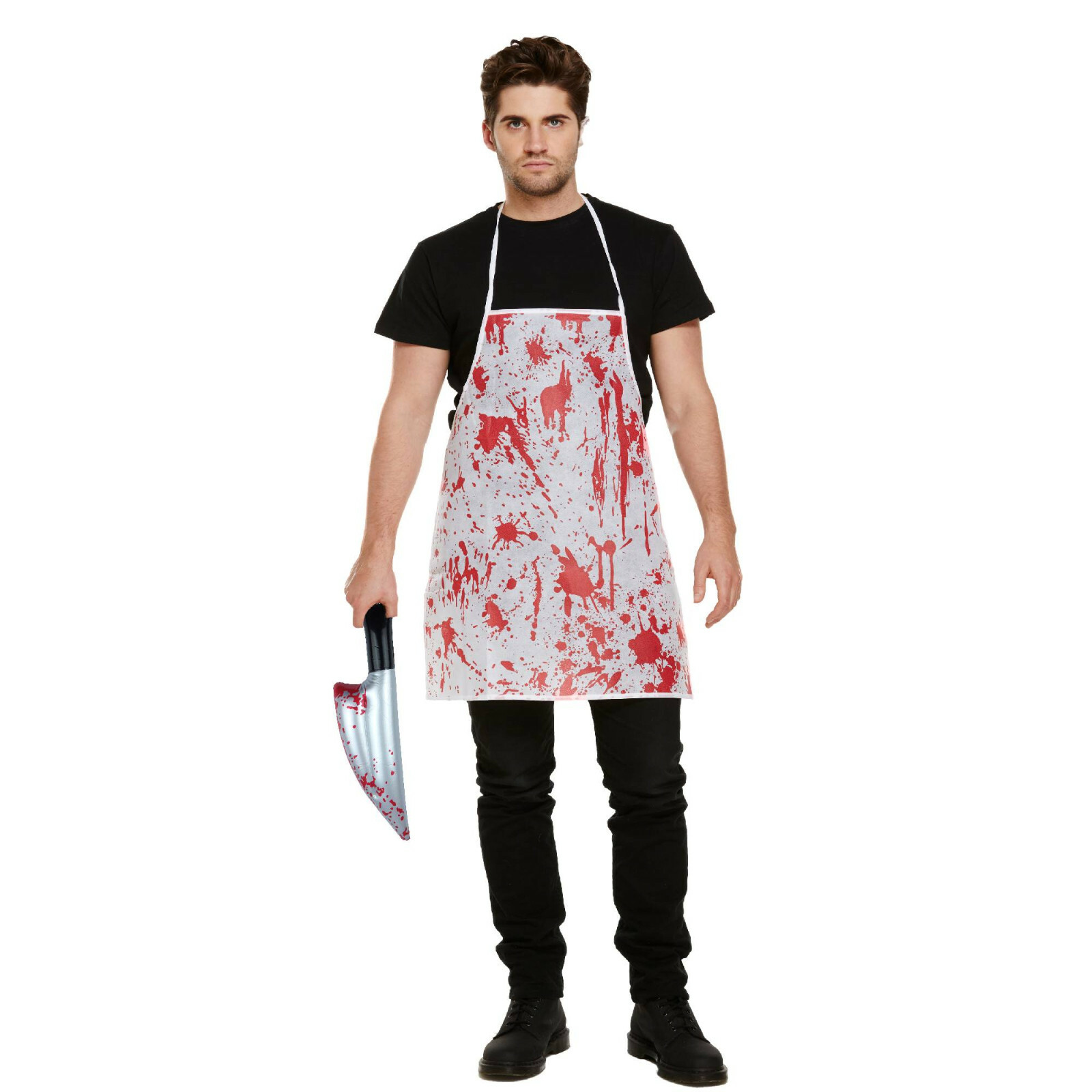 Horror-Metzger Schürze Mit Blutigen Hand-Abdruck – Aus Vlies, Für Halloween & Cosplay