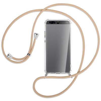 Handykette für Huawei P10 Plus beige Hülle mit Band Kordel zum Umhängen