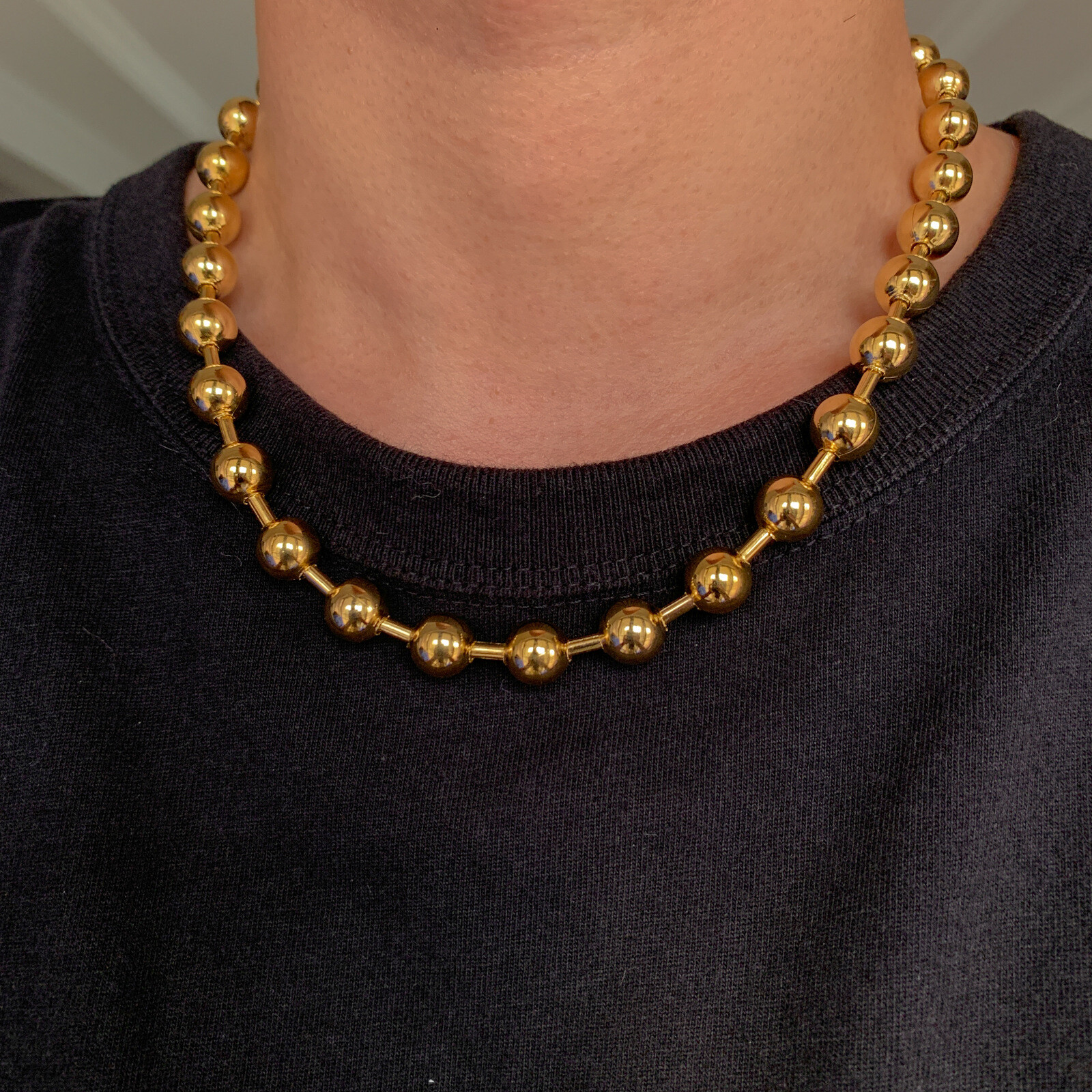 8/10/12mm Punk Cool Stainless Steel Ball Chain Necklace 8/10/12mm Punk Cool Stainless Steel Ball Chain Necklace
