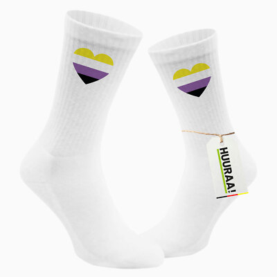 Unisex Socken Nonbinary Pride Flagge LGBTQ Herz Geschenkidee Nonbinary Pride Fla