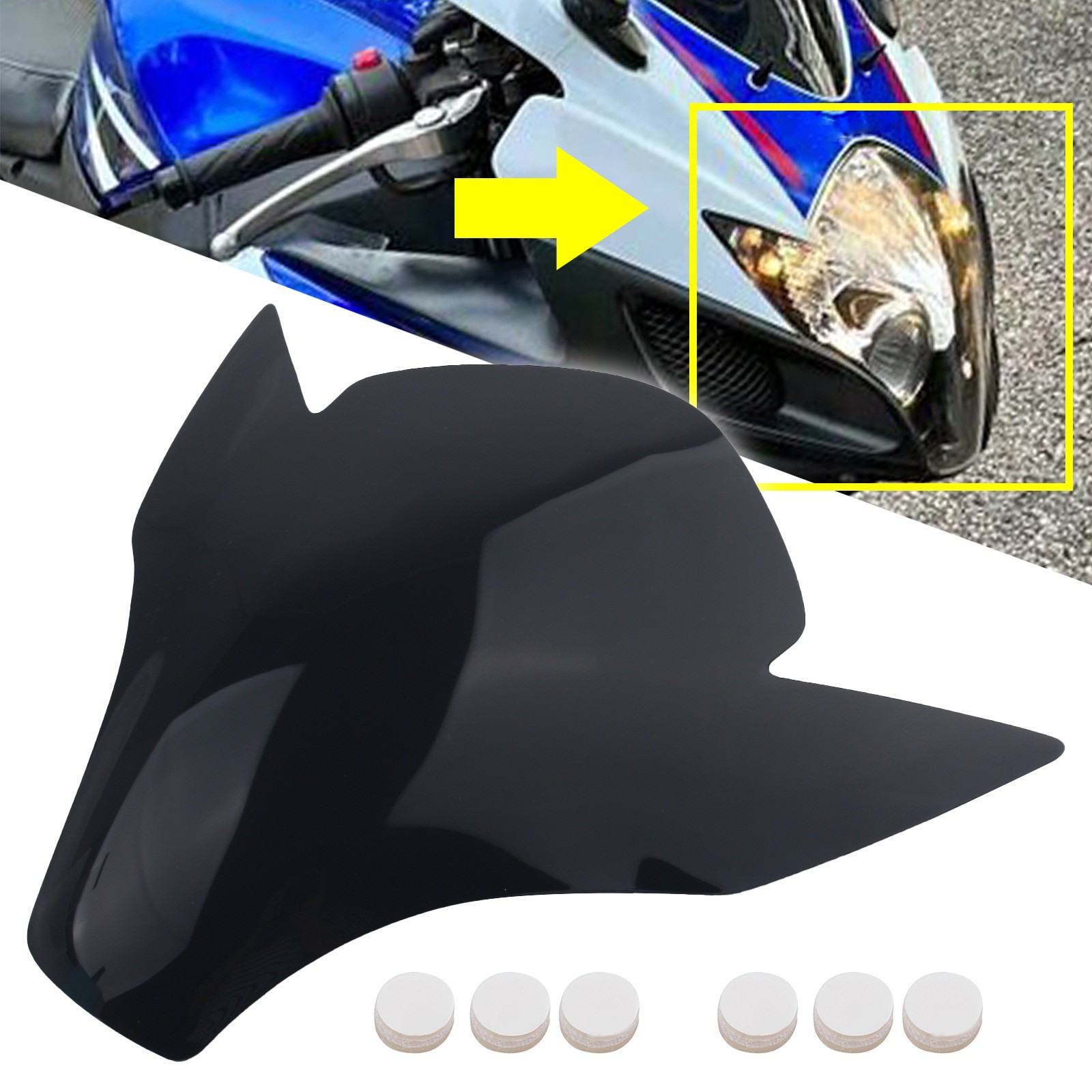 For Suzuki GSXR 600 750 BLK Headlight Lamp Len Cover Protector