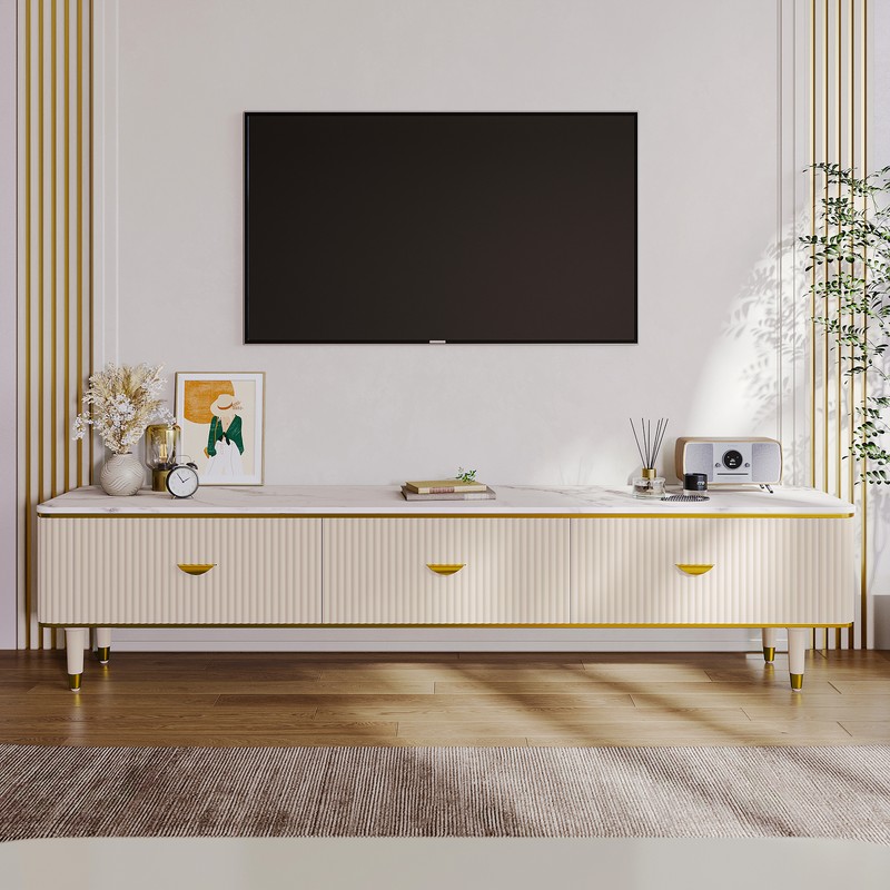 Modern Entertainment Center Media Console Table With 3 Drawe