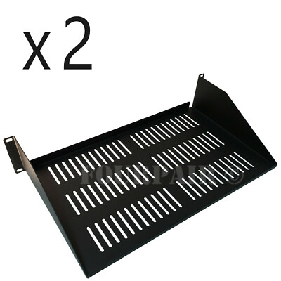 2 Pack Vented Cantilever Rack Mount Steel Keyboard Server Shelf 19'' 2U 10'' Deep