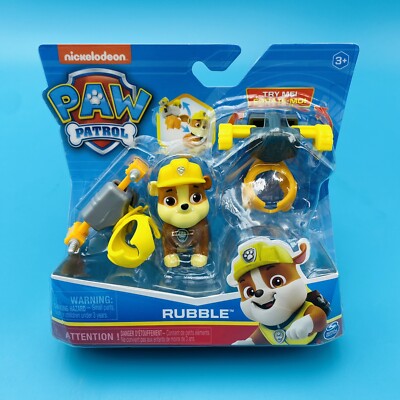 PAW Patrol Rubble Nickelodeon Action Pack Figure with 2 Clip On Backpacks NEW