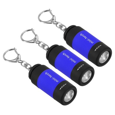 2.1'' Mini Rechargeable LED Keychain Flashlight USB Charging 3 Pack Blue