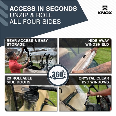 KNOX Golf Cart Covers 2 Passenger 55", 600D Universal Winter Golf Cart Enclosure