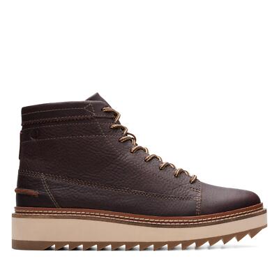 Clarks Mens Clarkhill Hi Brown Leather Casual  Boots Shoes