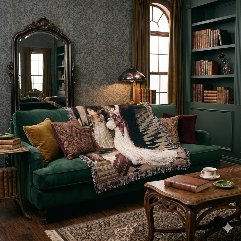 Mariana In The South , Waterhouse - Tapestry Woven Blanket Throw
