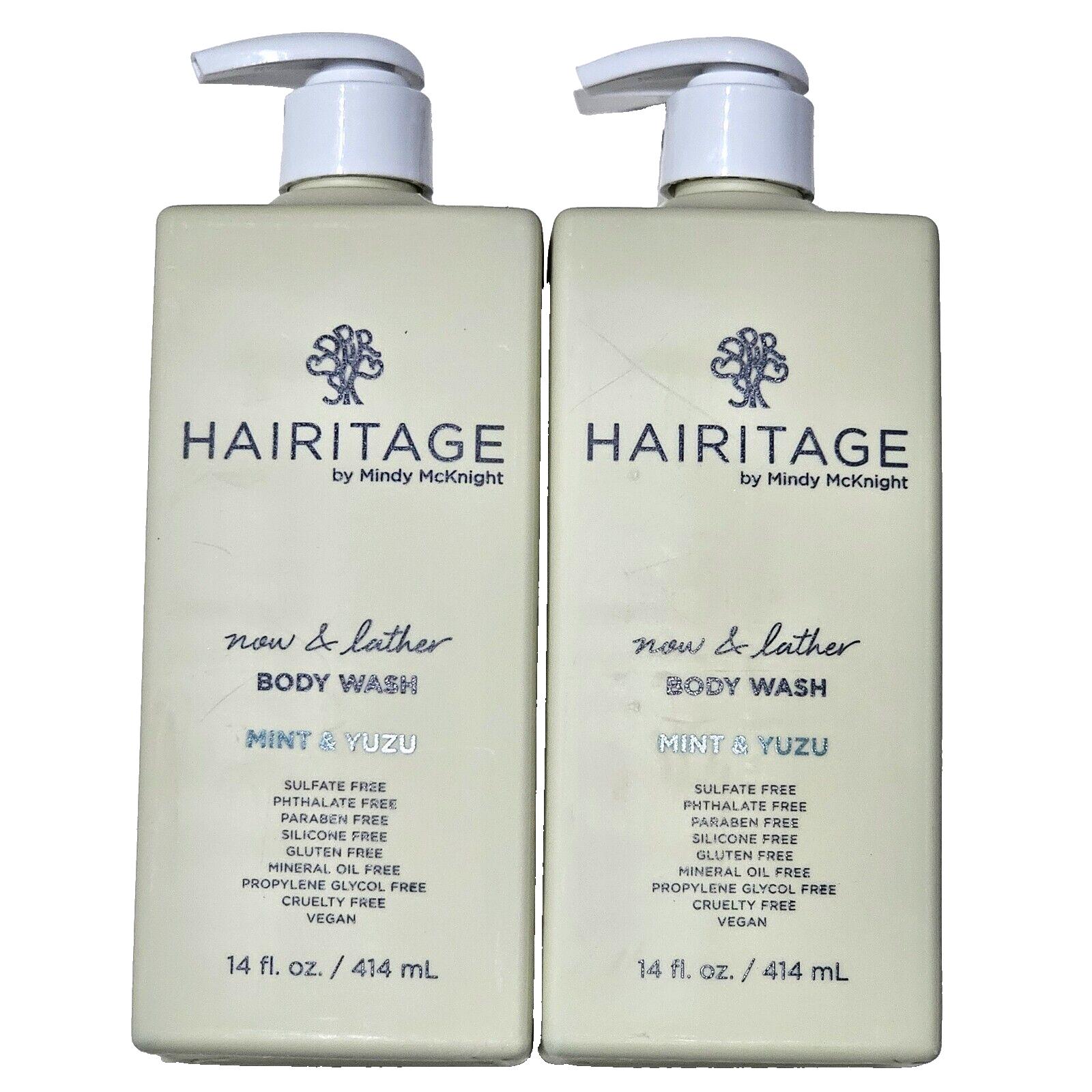 2 Pack Hairitage Mindy McKnight Now & Lather Body Wash Mint