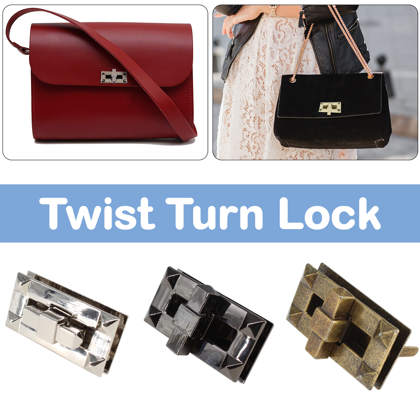 Twist Turn Clasp Lock 1-10pcs Metal DIY Fashion Handbag Purse Making Tools