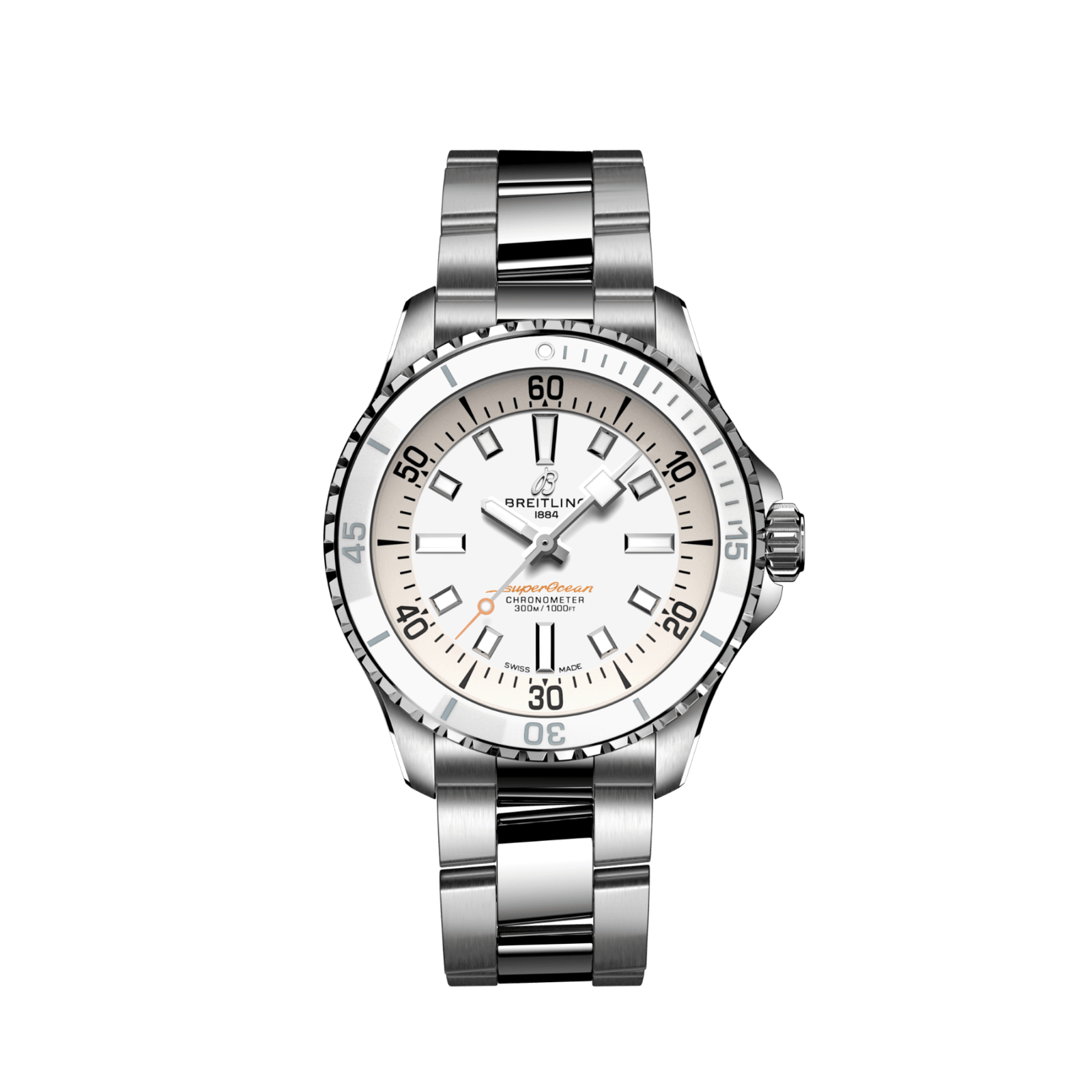 Pre-owned Breitling Superocean Automatic 36 White Dial Stainless Steel Watch A17377211a1a1