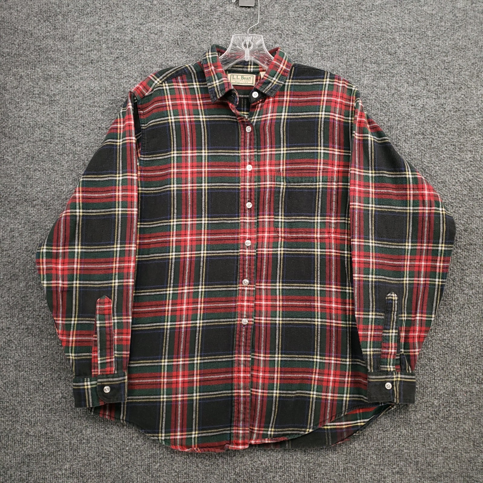 VINTAGE LL Bean Button Down Shirt Womens 10 Red Long Sleeve Flannel Plaid USA