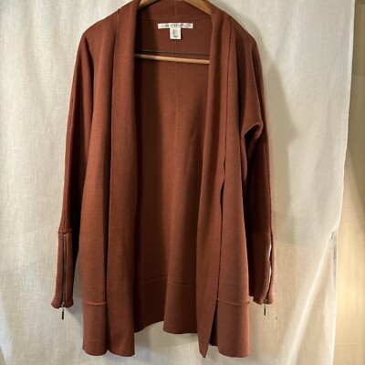 Max Studio Open Cardigan With Zipper Sleeve Details