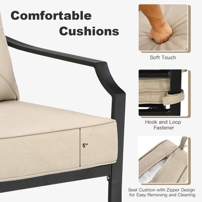 4 PCS Patio Furniture Set Cushion Sofa Loveseat  Sectional Garden Deck Poolside