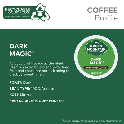 Green Mountain Coffee Dark Magic, Keurig K-Cup Pod, Dark Roast, 96 Count