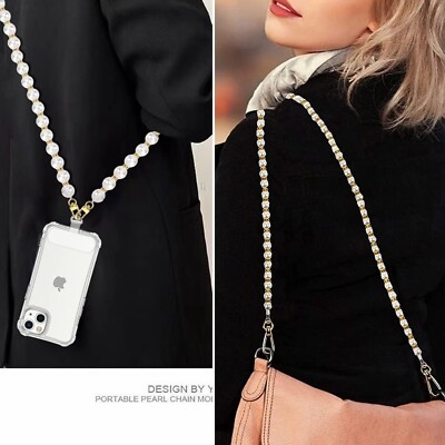 Crossbody Pearl Lanyard Wrist Strap for Cell Phone Camera Bag Purse Keychain USB
