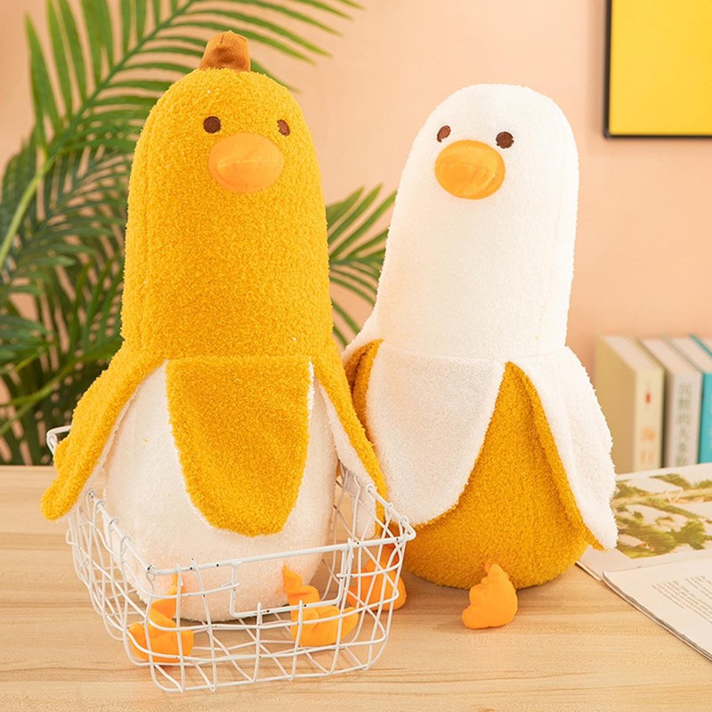 Banana Duck Plush Toy Cute Plushies Banana Stuffed Animal,Duck Plushie 27cm