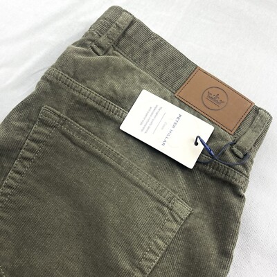 Peter Millar Superior Soft Corduroy 5 Pocket Pants Olive Leaf 33x34 $170