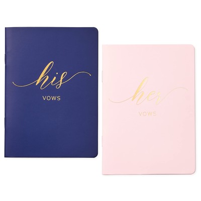 Vow Books For Wedding Bride And Groom Booklet For Wedding Gift Set Of 2 navy + 