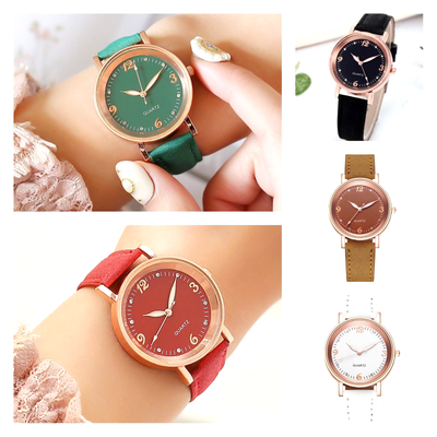 Ladies Wrist Watch Analogue Quartz Womens Fashion Leather Strap Rhinestone Watch