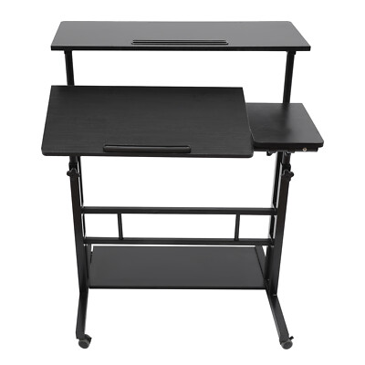 Portable Office Laptop Desk Rolling Adjustable Table Cart Computer Mobile Stand