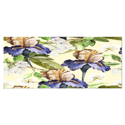 Designart 'Seamless Flowers Vector Art' Floral Metal Wall Purple 36 in. wide x 2