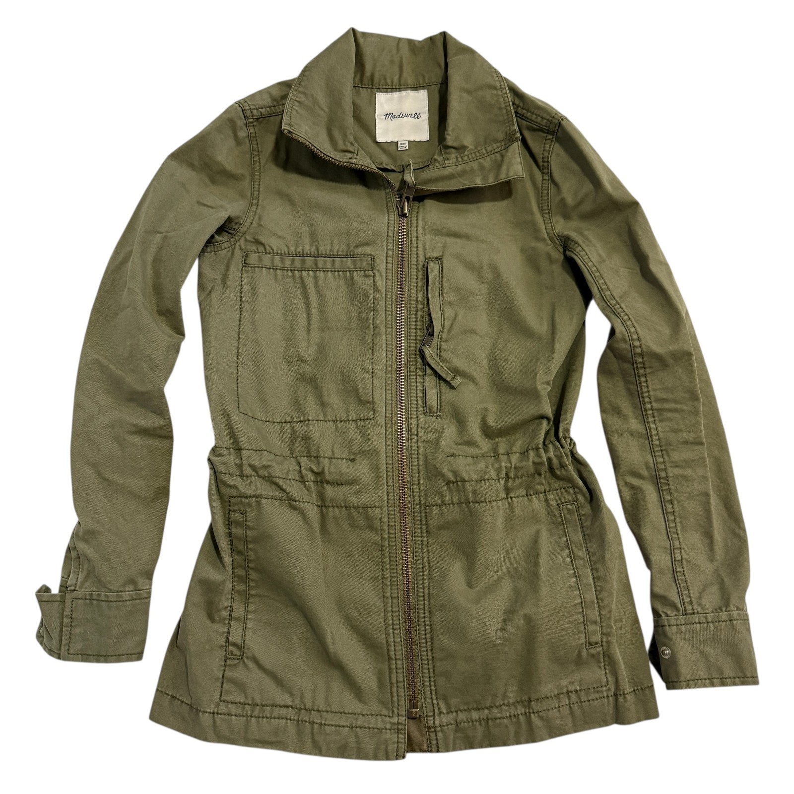 Madewell Green Utility Field Coat Jacket Full Zip C3394 Full Zip Pockets Sz XXS