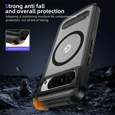 Mag safe Shockproof Case For Google Pixel 9 Pro XL 9 8 Pro 8A Stand Rugged Cover