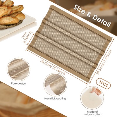 Nonstick Bread Baking Pan Professional French Bread Baking Pan Tray with tynIJ