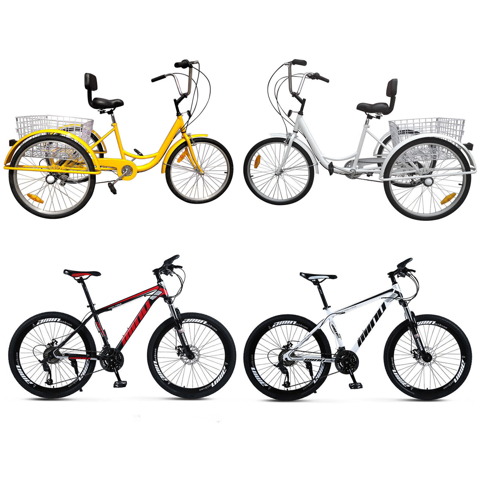 Bike Basket NEW Bicycle 3-Wheel Cruise W/ Adult 24" Unisex Tricycle 7-Speed R0