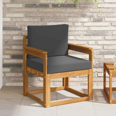Outdoor Sofa Solid Acacia Wood and Polyester Natural