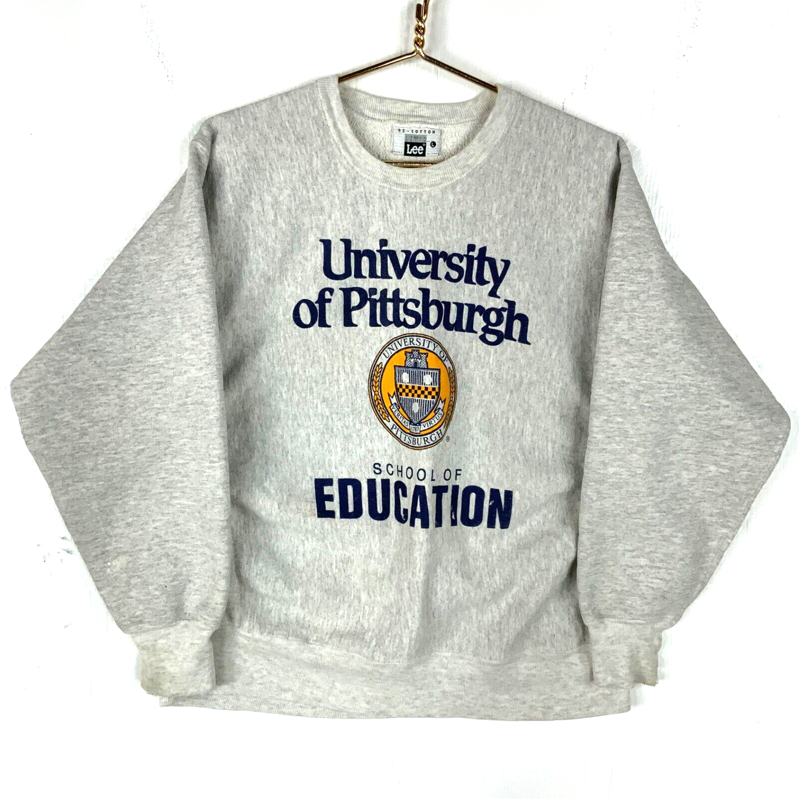 Vintage University Of Pittsburgh Lee Sweatshirt Large Gray