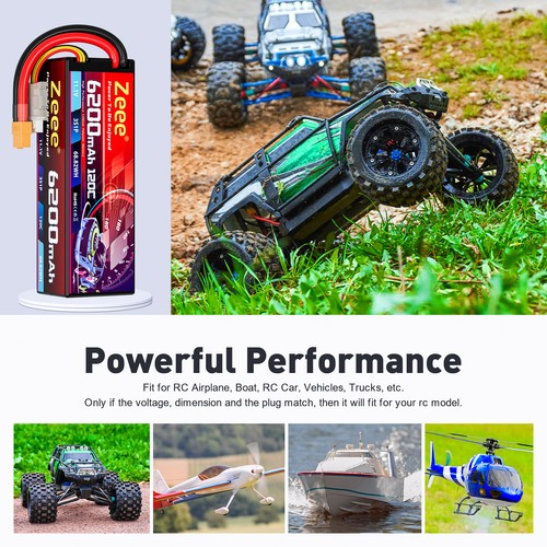 2x Zeee 11.1V 120C 6200mAh 3S Lipo Battery XT60 for 1/8 1/10 RC Car Tank Truck