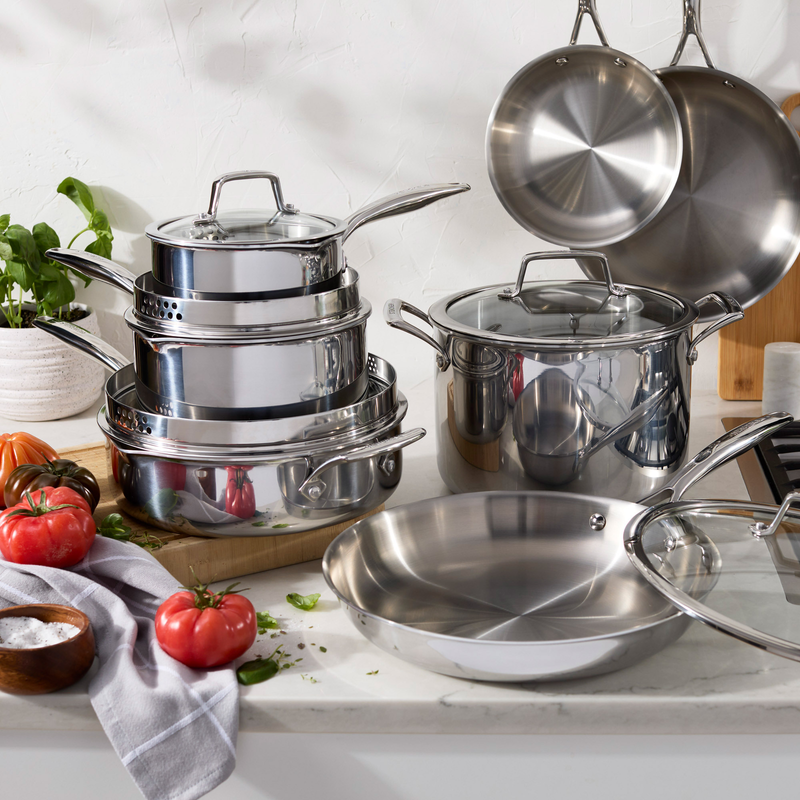 Henckels Tri-Ply Clad Stainless Steel 12-piece Cookware Set, NEW