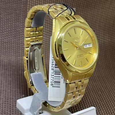 Pre-owned Seiko 5 Snkl28k1 Automatic Gold Tone Stainless Steel Analog Men's Casual Watch