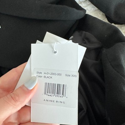 Pre-owned Anine Bing Madeleine Blazer Jacket Oversized Fit Wool Blend Black Sz Xxs