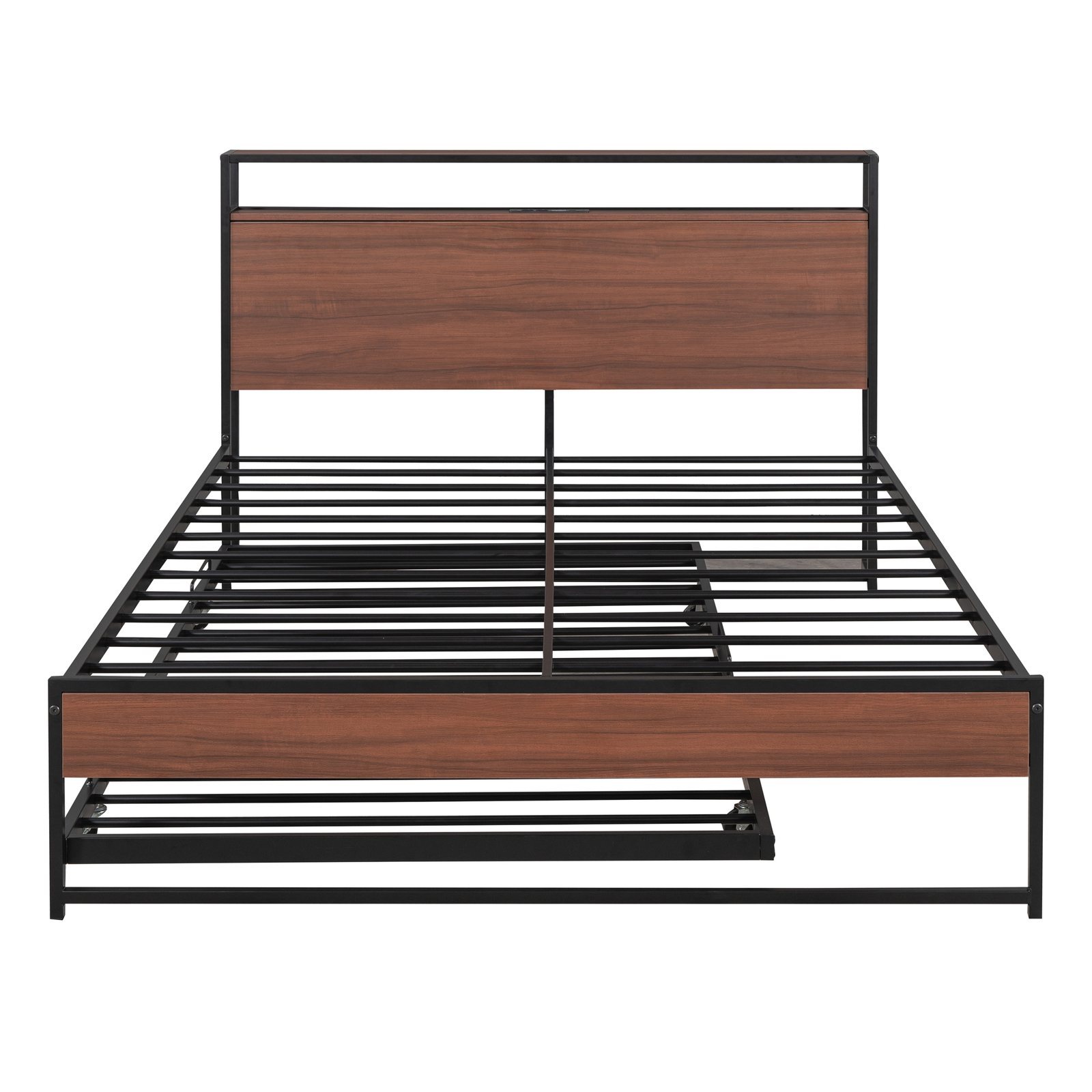 With Trundle Usb Ports And Slat Support Black