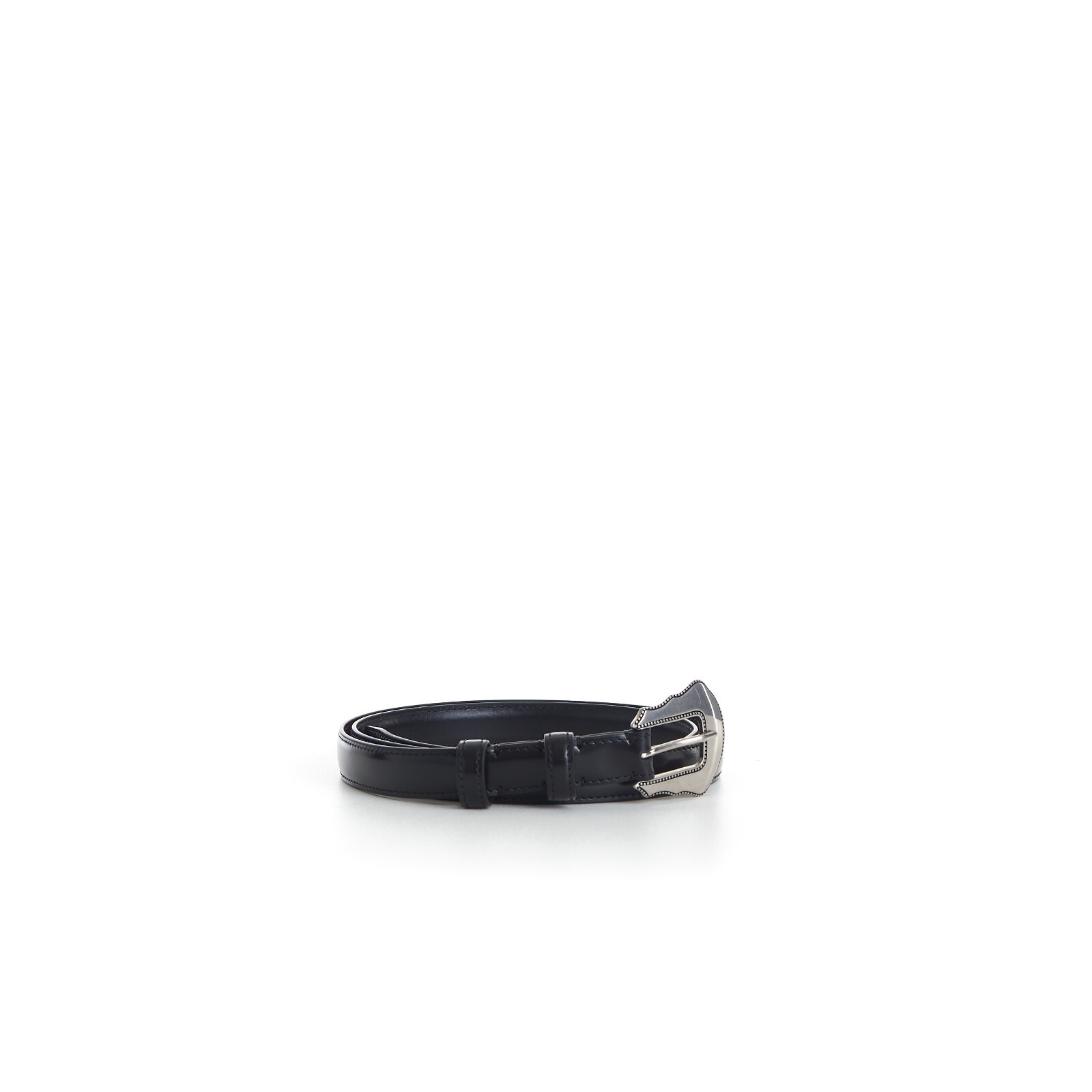 Pre-owned Celine 450$ Black 'bc-04' 18mm Belt - Taurillon Leather, Western Buckle